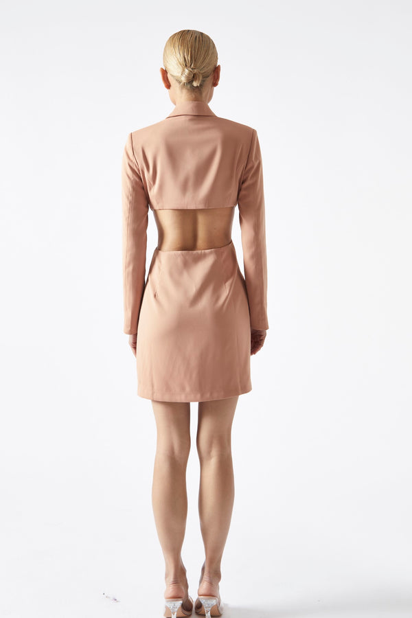 Glamorous Cinnamon Cut-Out Back Blazer Dress