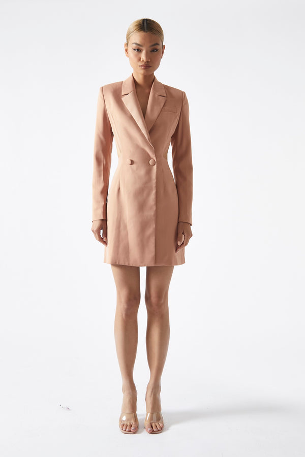 Glamorous Cinnamon Cut-Out Back Blazer Dress