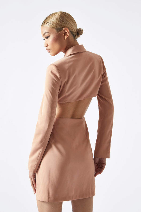 Glamorous Cinnamon Cut-Out Back Blazer Dress