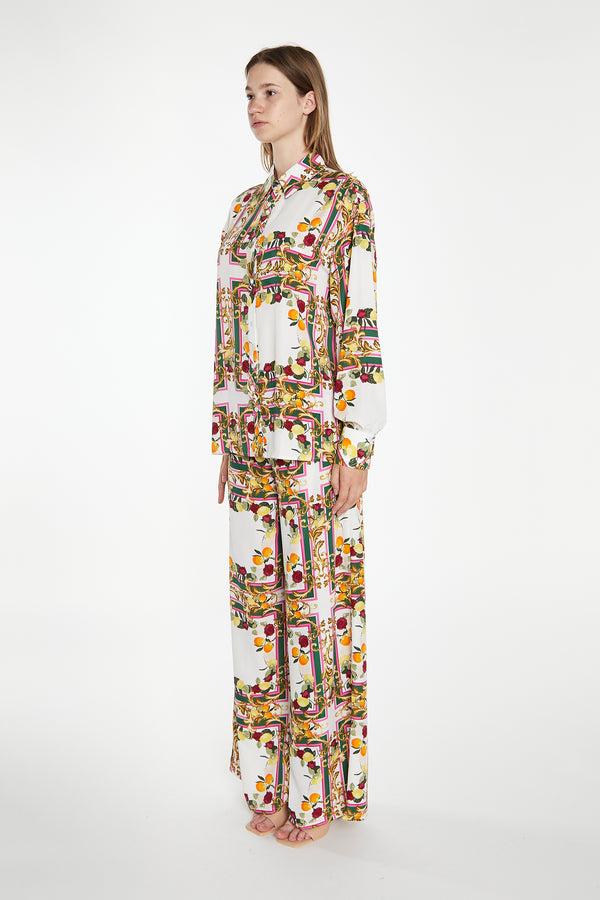 Glamorous Citrus Scarf Print Long Sleeve Shirt