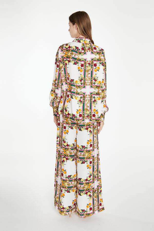 Glamorous Citrus Scarf Print Long Sleeve Shirt