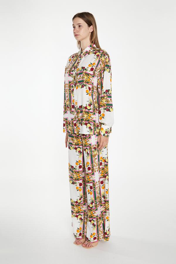 Glamorous Citrus Scarf Print Wide Leg Trousers