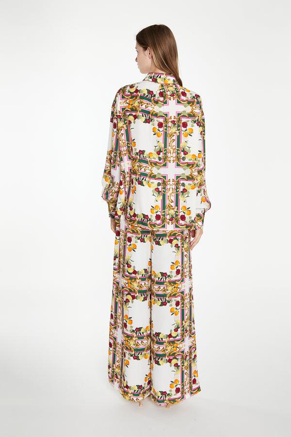 Glamorous Citrus Scarf Print Wide Leg Trousers