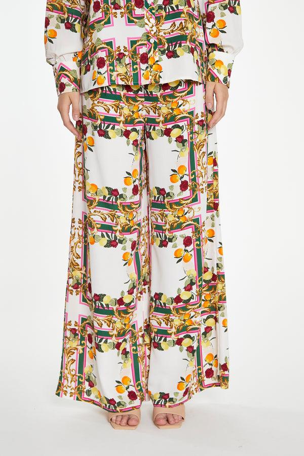 Glamorous Citrus Scarf Print Wide Leg Trousers