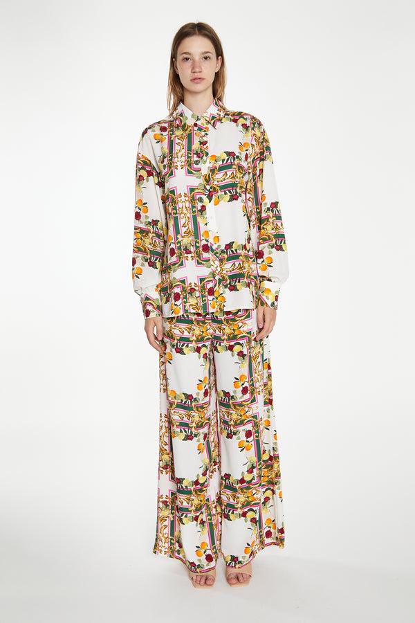 glamorous Citrus Scarf Print Wide Leg Trousers