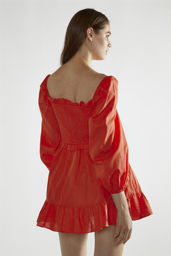 Glamorous Coral Square-Neck Mini-Dress