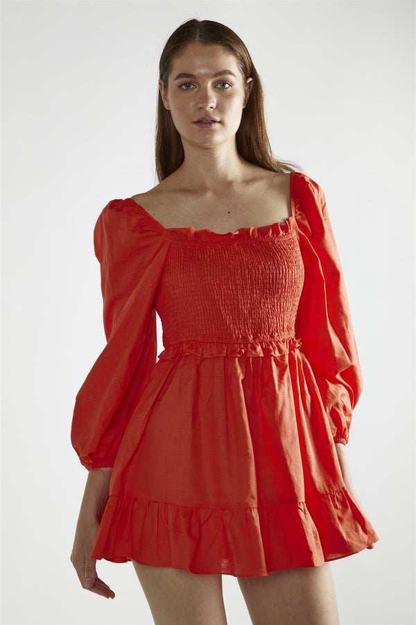 Glamorous Coral Square-Neck Mini-Dress