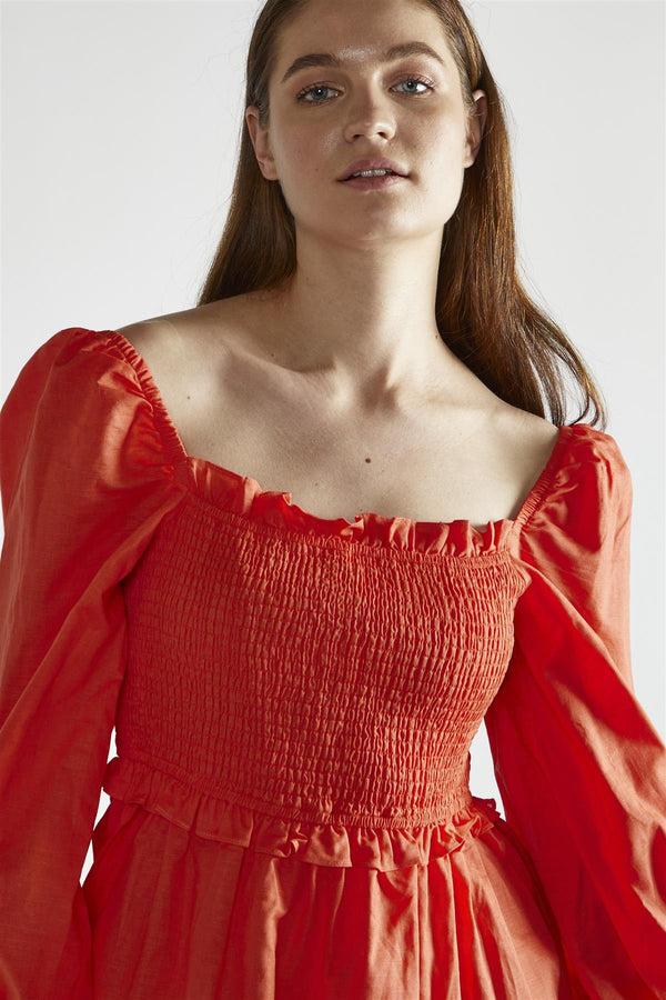 Glamorous Coral Square-Neck Mini-Dress