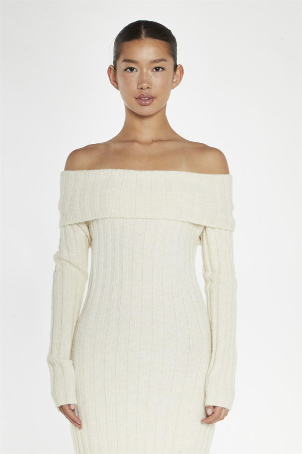Glamorous Cream Bardot Maxi-Dress
