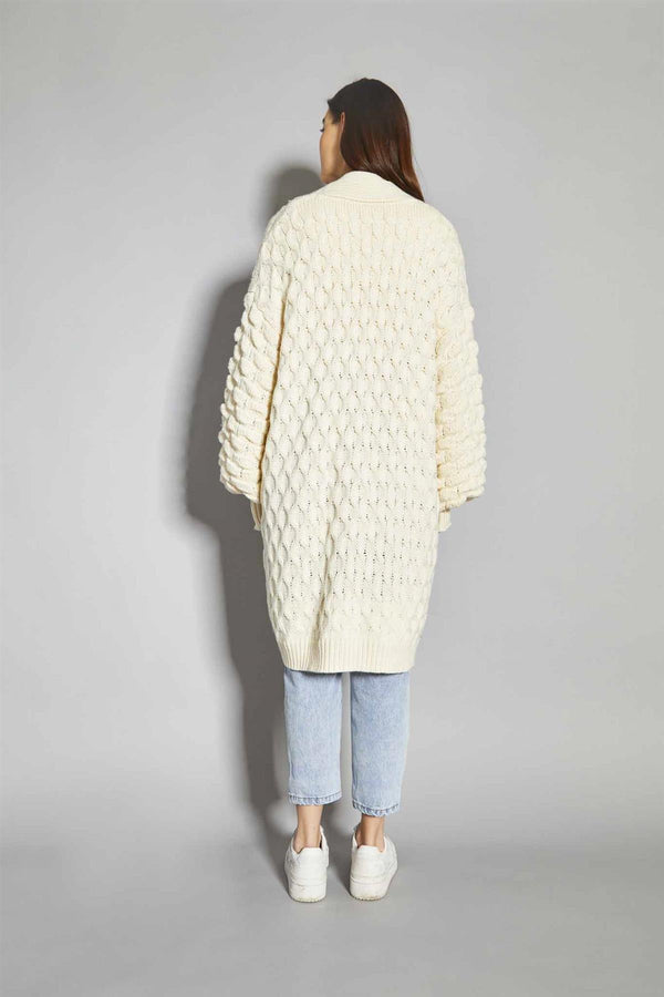 Glamorous Cream Cable Knit Longline-Cardigan