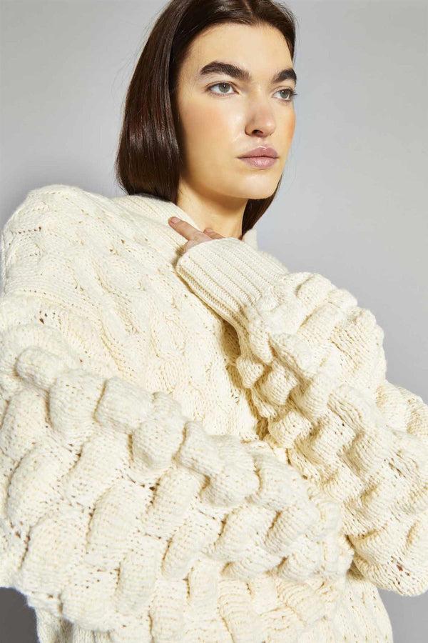 Glamorous Cream Cable Knit Longline-Cardigan