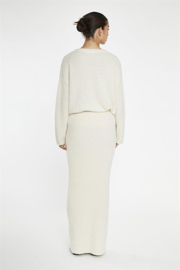 Glamorous Cream Knitted Maxi-Skirt