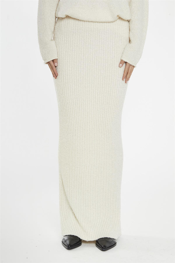 Glamorous Cream Knitted Maxi-Skirt