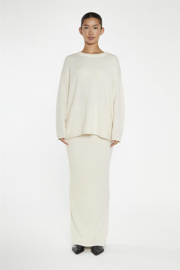 glamorous Cream Knitted Maxi-Skirt