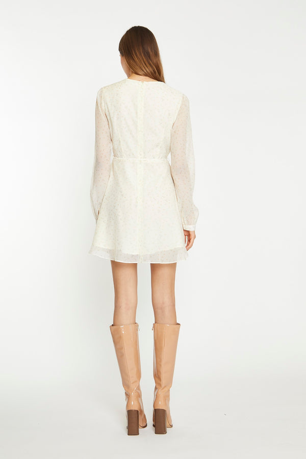 Glamorous Cream Peach Ditsy Organza Mini-Dress