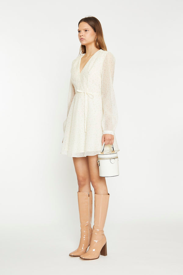 Glamorous Cream Peach Ditsy Organza Mini-Dress