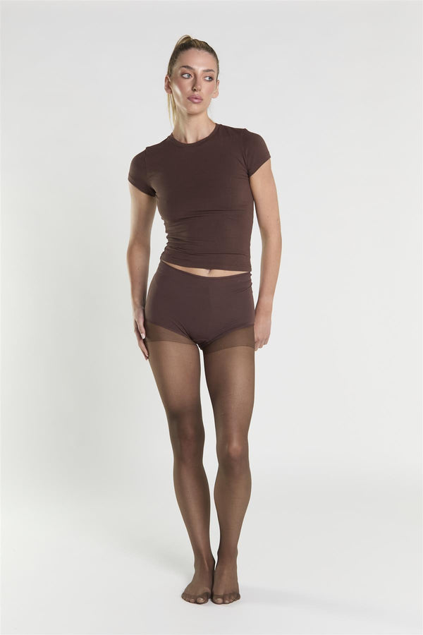 glamorous Crew Neck T-Shirt - Coffee