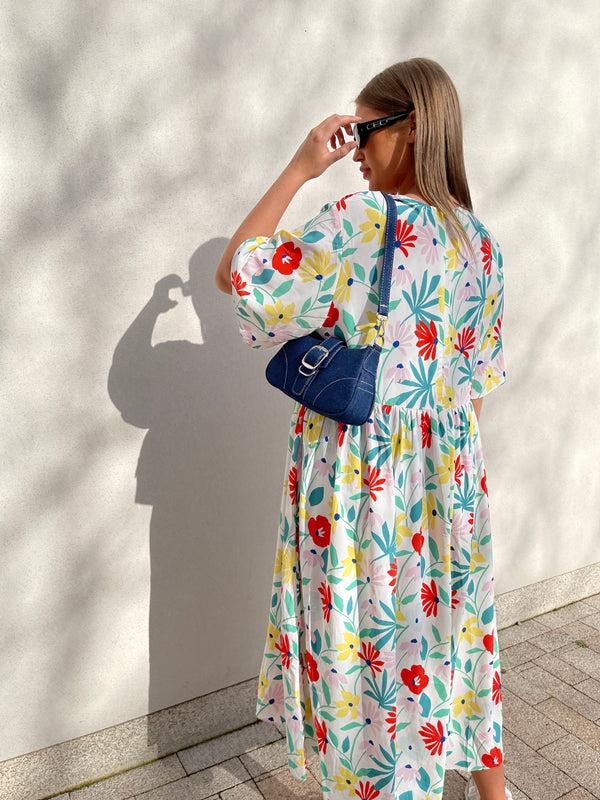 Glamorous Glamorous Curve Bright Multi-Floral Midi Dress