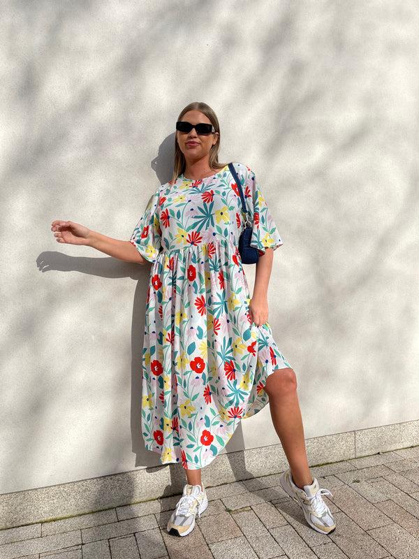 glamorous Glamorous Curve Bright Multi-Floral Midi Dress