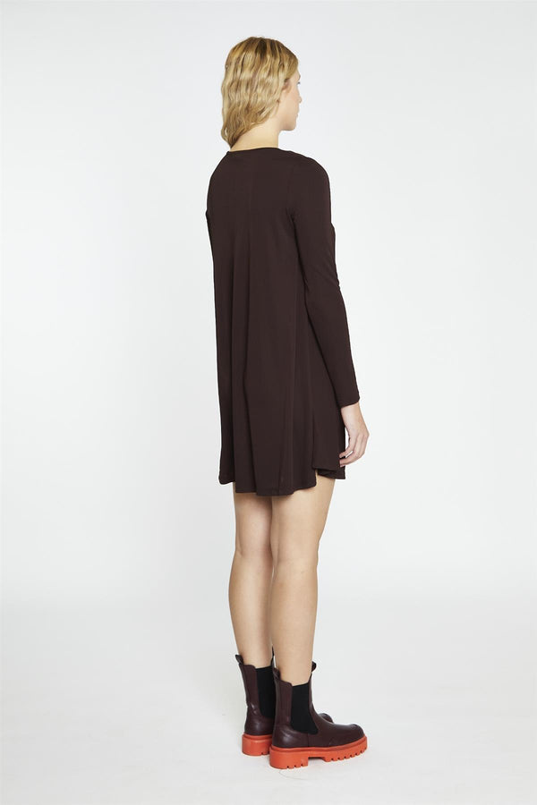 Glamorous Dark-Brown Basic Long-Sleeve Mini-Dress