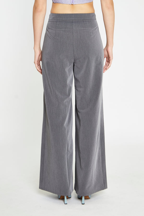 Glamorous Dark-Grey High-Waisted Wide-Leg Trousers