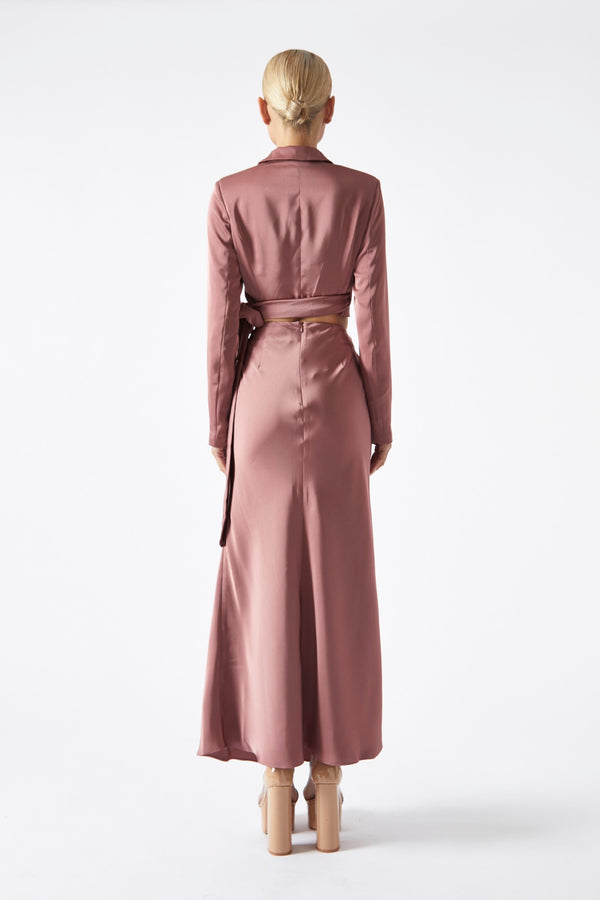 Glamorous Dark-Rose Bias-Cut Midaxi-Skirt