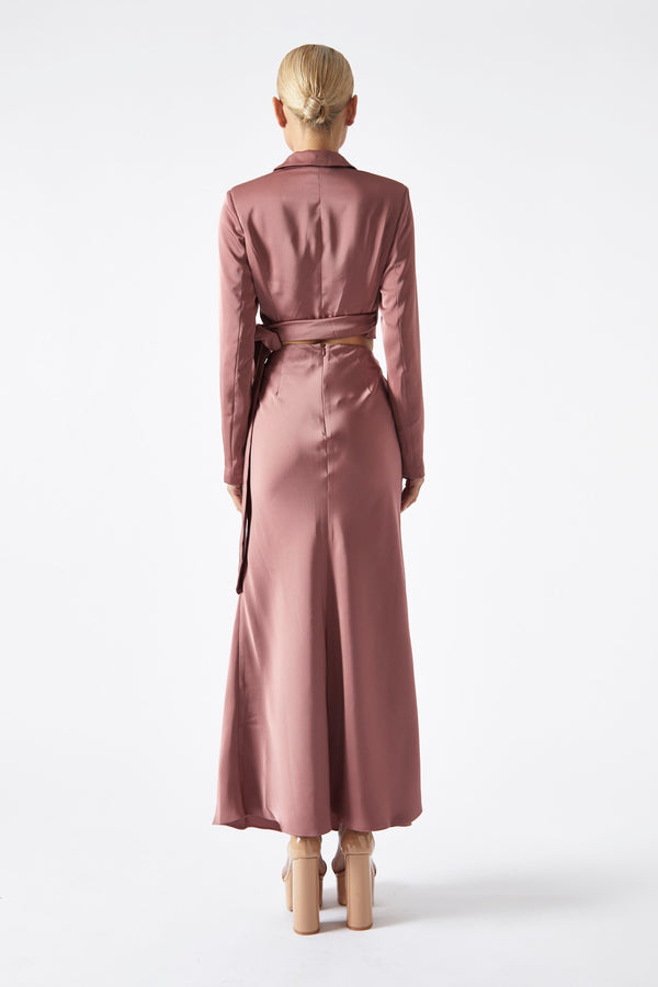 Glamorous Dark-Rose Wrap-Front Crop-Blazer