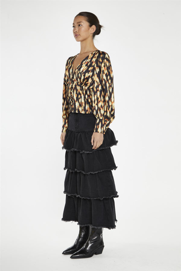 Glamorous Digital Tie-Dye Button-Front Top