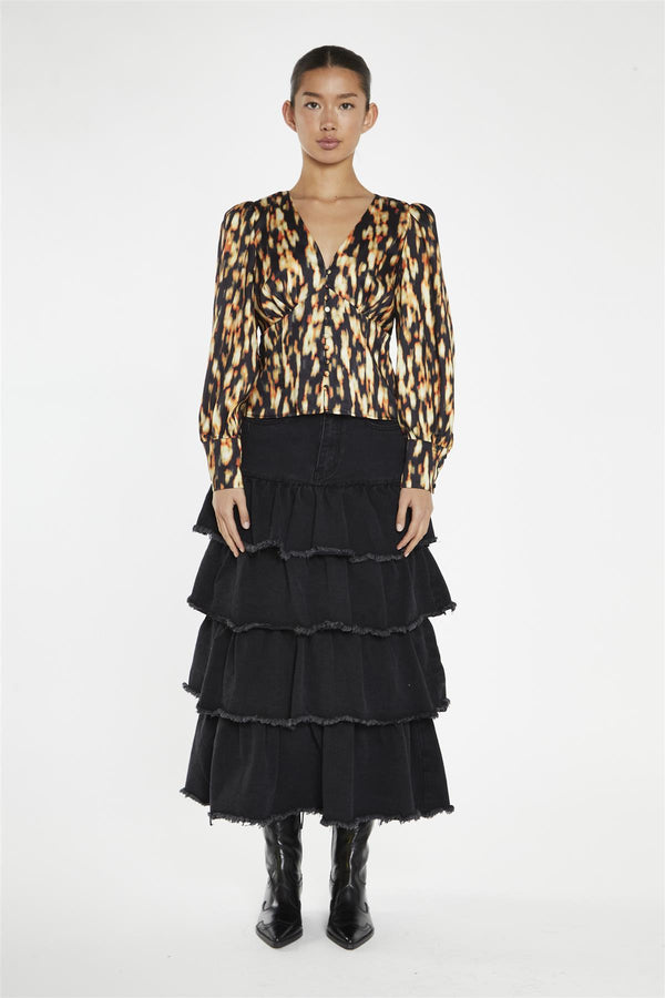 glamorous Digital Tie-Dye Button-Front Top