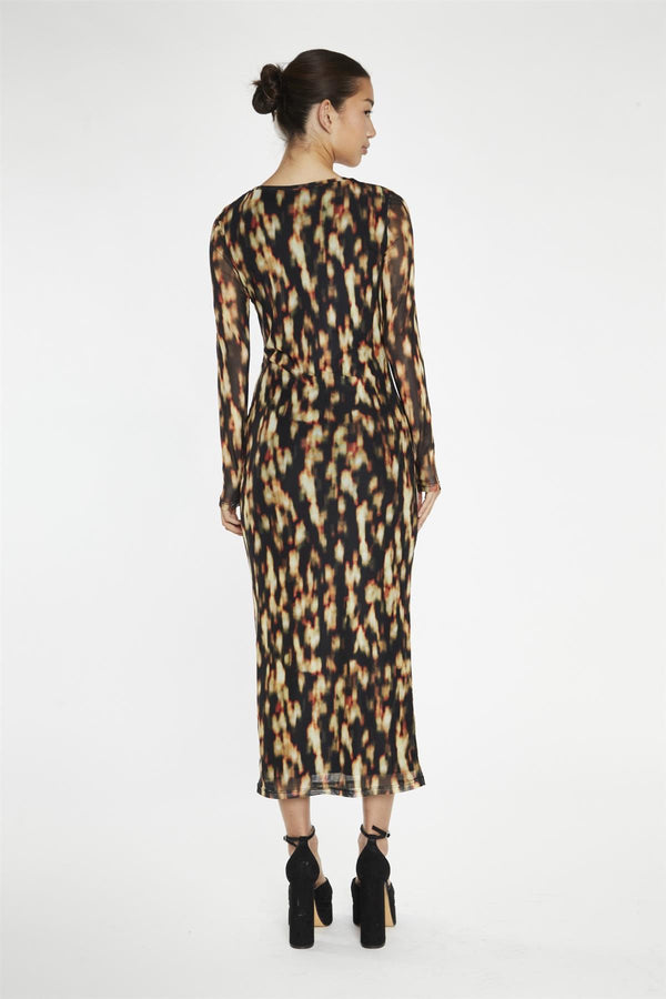 Glamorous Digital Tie-Dye Mesh Bodycon Midi-Dress