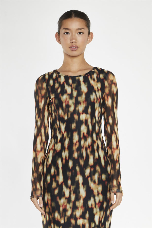 Glamorous Digital Tie-Dye Mesh Bodycon Midi-Dress