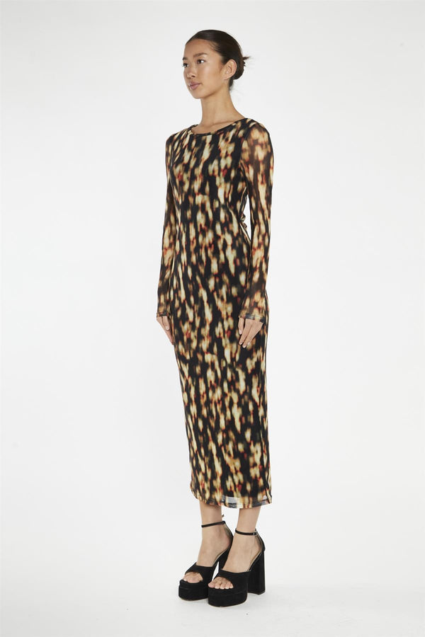 Glamorous Digital Tie-Dye Mesh Bodycon Midi-Dress