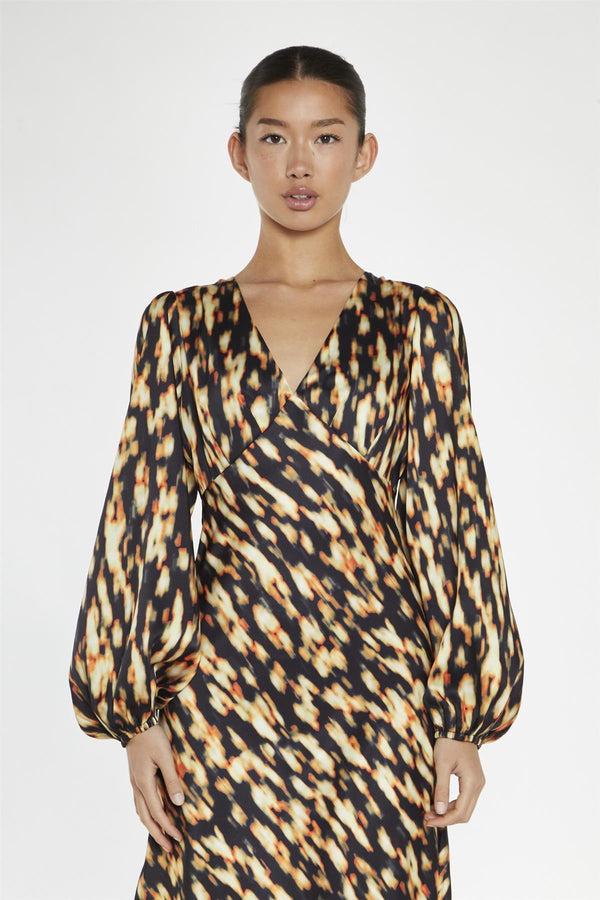 Glamorous Digital Tie-Dye V-Neck Midi-Dress