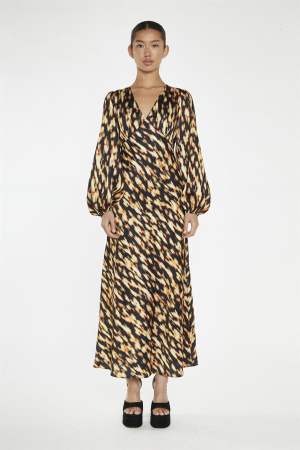 glamorous Digital Tie-Dye V-Neck Midi-Dress