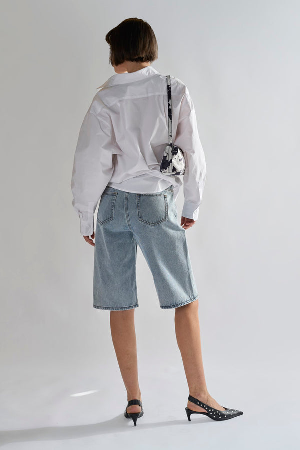 Glamorous Dirty-Vintage Blue Denim Long -Shorts