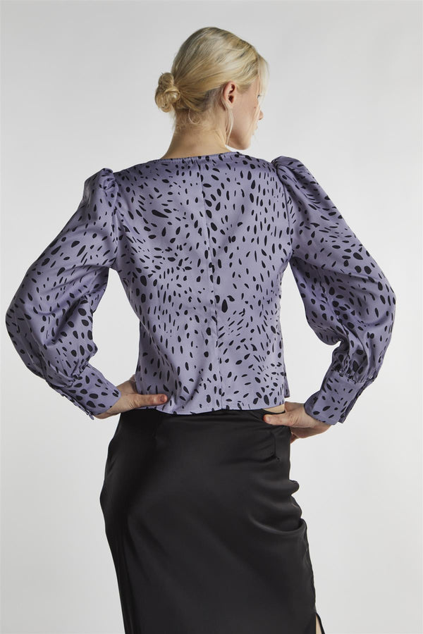Glamorous Dusty Lilac Dalmatian Long Sleeve-Tops
