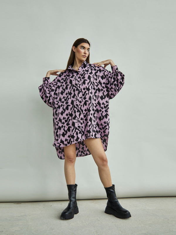 Glamorous Glamorous Dusty Lilac Sketch Animal Print Shirt Dress