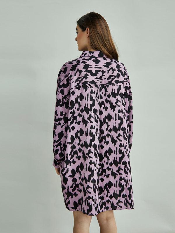 Glamorous Glamorous Dusty Lilac Sketch Animal Print Shirt Dress