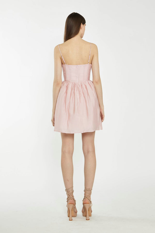 Glamorous Dusty Pink Corset Skater Mini-Dress