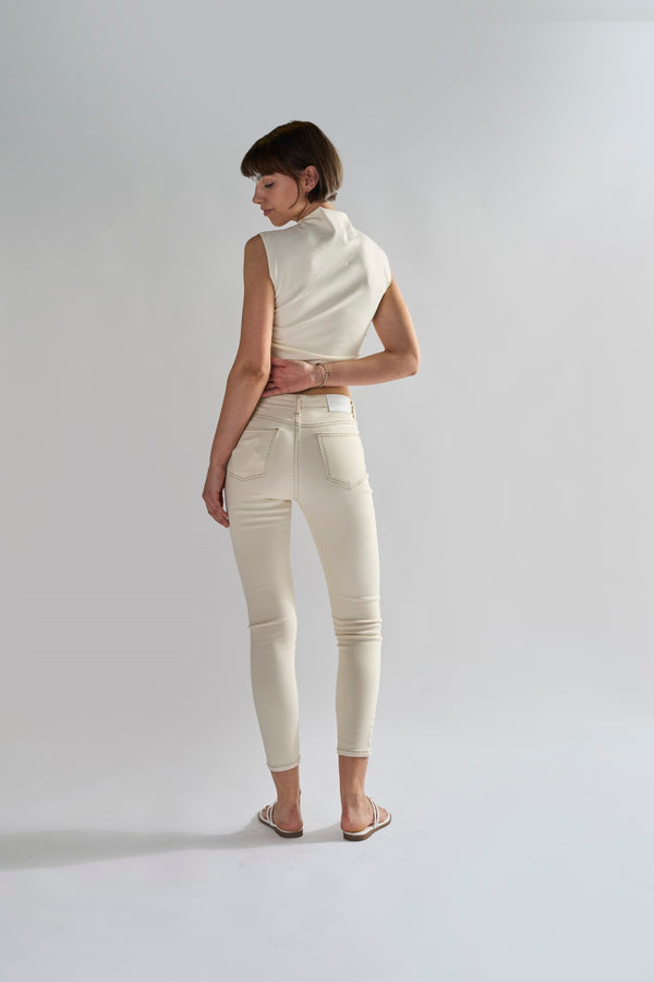 Glamorous Ecru High Waisted Skinny Jeans