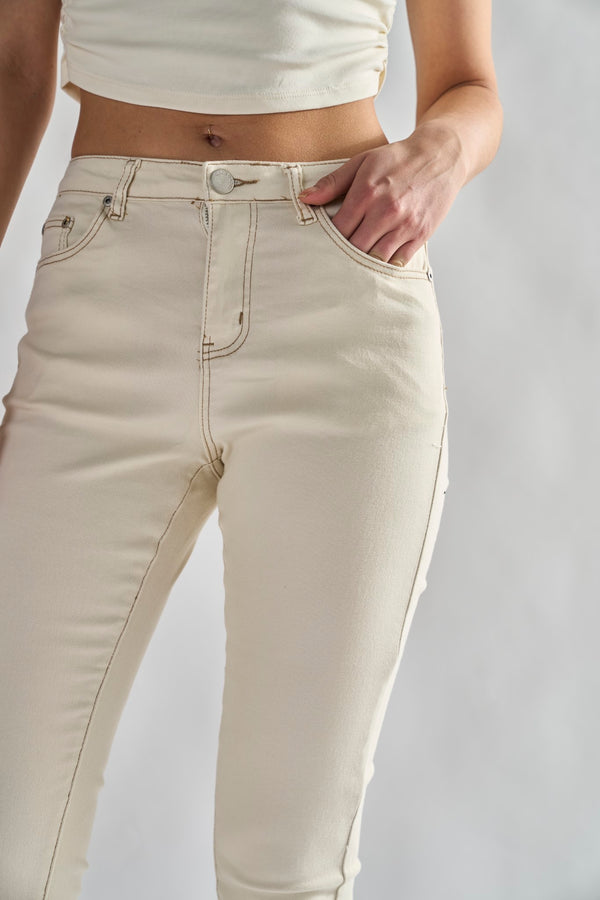 Glamorous Ecru High Waisted Skinny Jeans