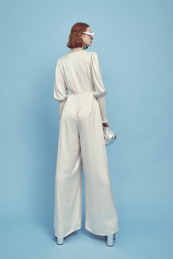 Glamorous Frances Plunge Front Jumpsuit -Oyster