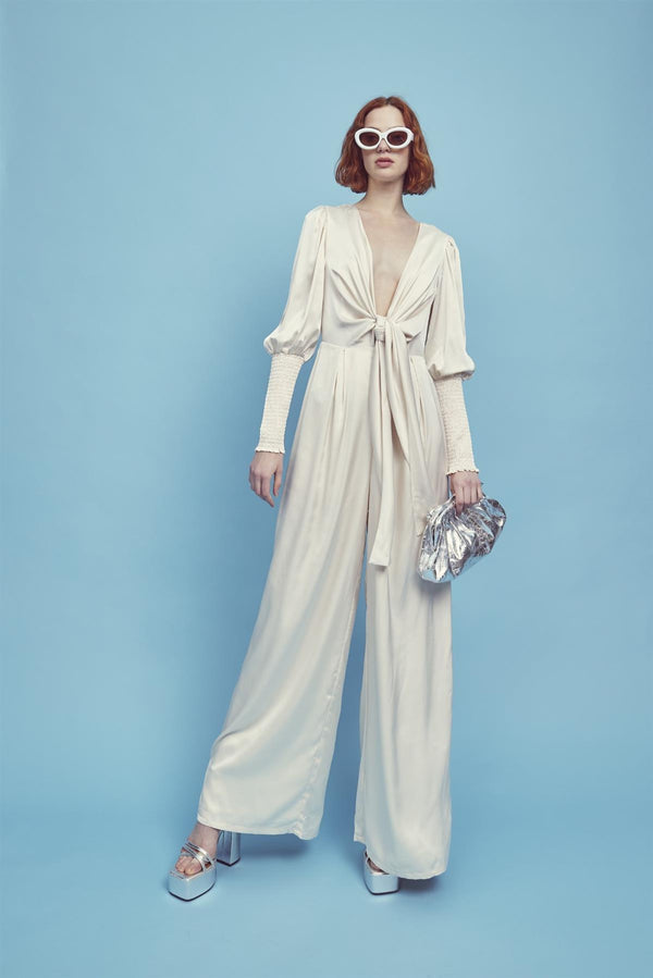 Glamorous Frances Plunge Front Jumpsuit -Oyster