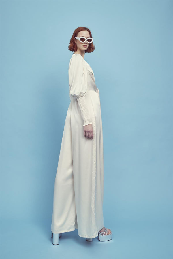 Glamorous Frances Plunge Front Jumpsuit -Oyster