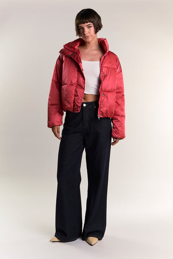 glamorous Glamorous Garnet Rose Oversized Puffer Coat