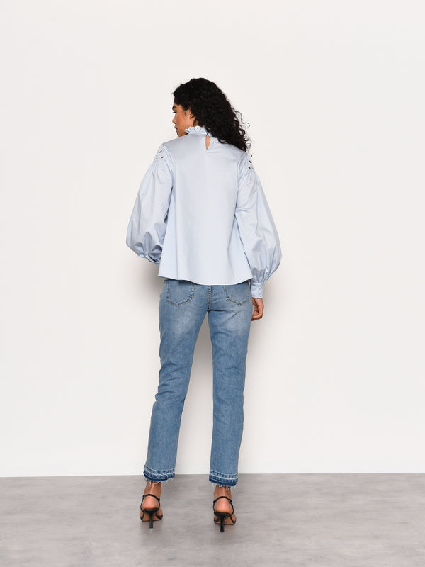 Glamorous Glamorous Light Blue Puff Sleeve Blouse