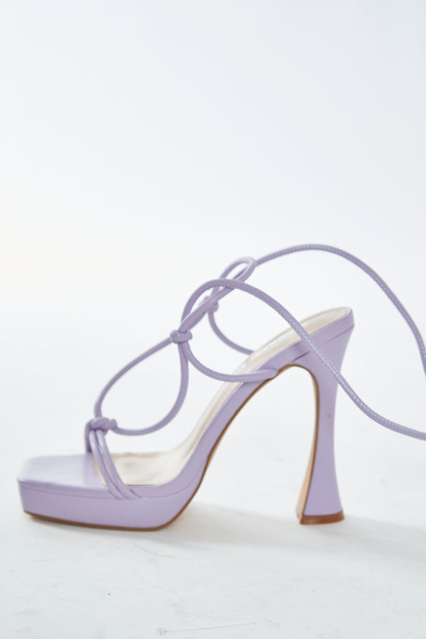 Glamorous Glamorous Lilac Lace Up Flared Heels