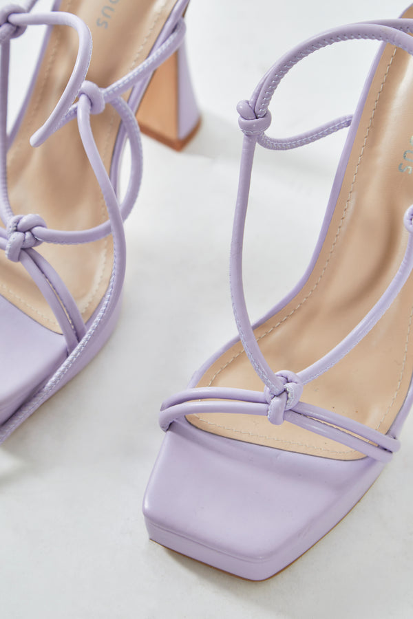 Glamorous Glamorous Lilac Lace Up Flared Heels