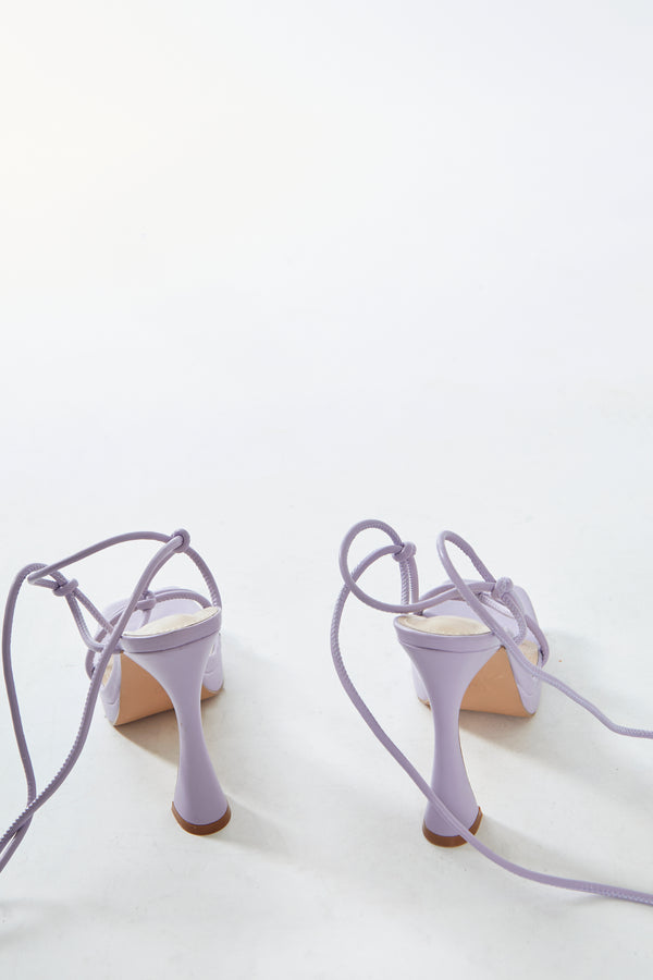 Glamorous Glamorous Lilac Lace Up Flared Heels