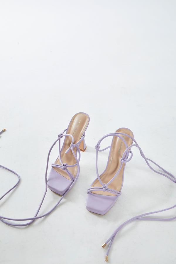 glamorous Glamorous Lilac Lace Up Flared Heels